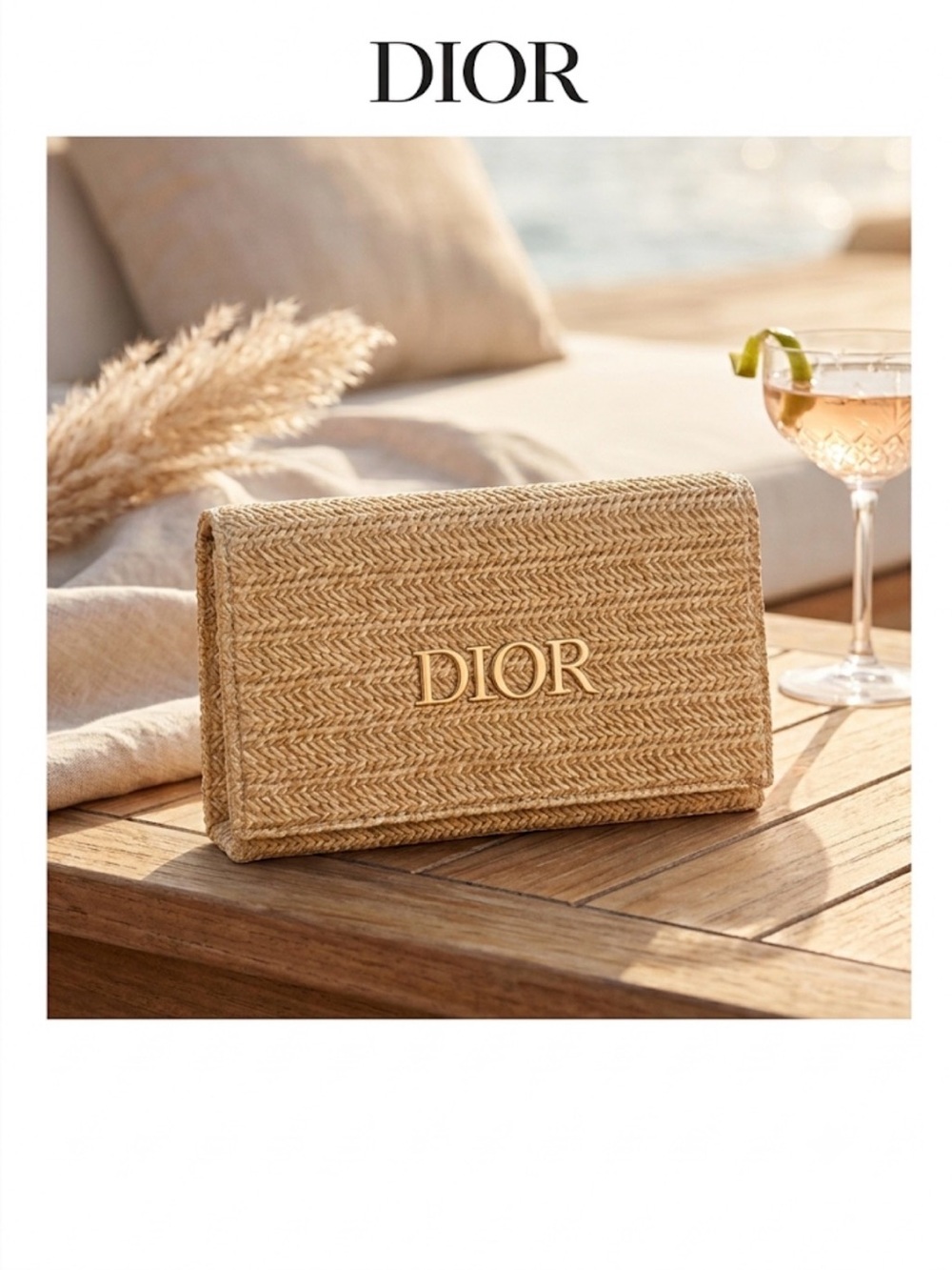 DIOR Natural Woven Clutch with Logo